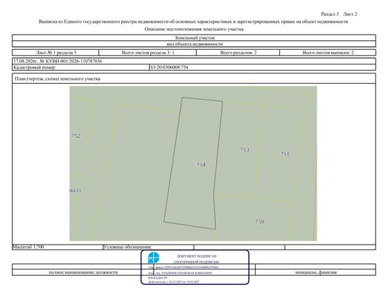 Земельный участок с кадастровым номером 63:20:0306008:754, площадью 1501 м2,