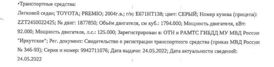 Автотранспортное средство Toyota Premio, 2004 года выпуска, номер кузова (прицепа) ZZT2450022425.