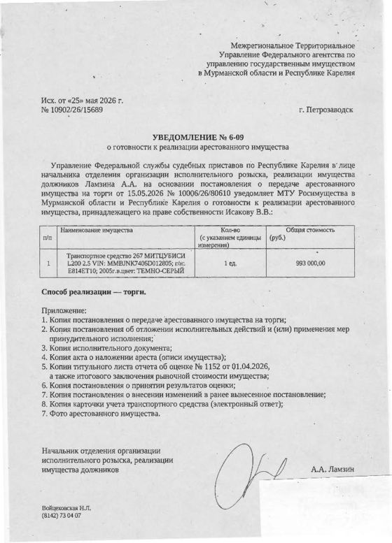 Транспортное средство 267 Митцубиси L200 2.5