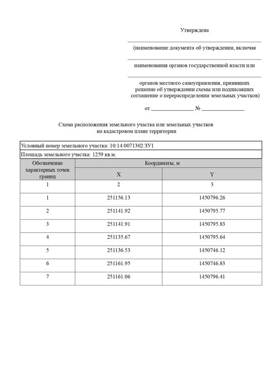 Земельный участок в кадастровых кварталах 10:14:0071302, площадью 1259 кв. м.